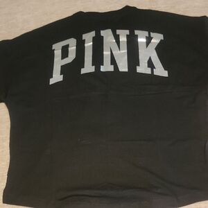 PINK Victoria's Secret Black Crewneck with White Logo